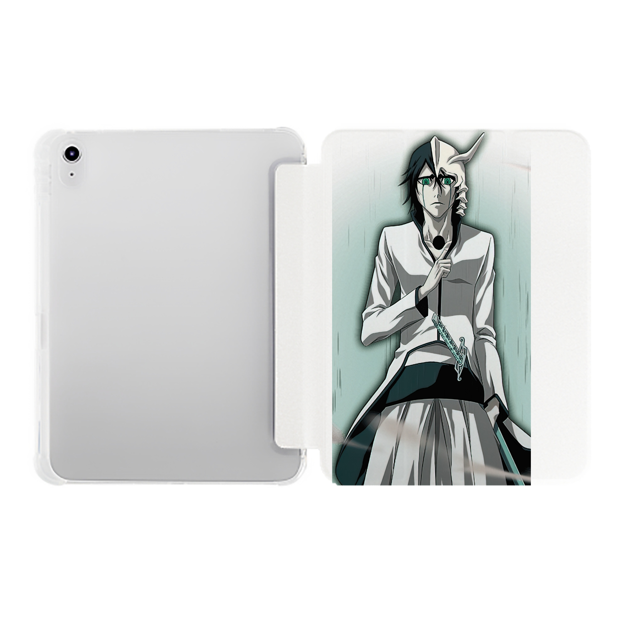 （画像用） ブリーチ ウルキオラ·シファー BLEACH Ulquiorra cifer IPad ケース ペン収納付き 三つ折りスタンド PUレザー×シリコン 対応機種9.5/10.5/10.9インチ
